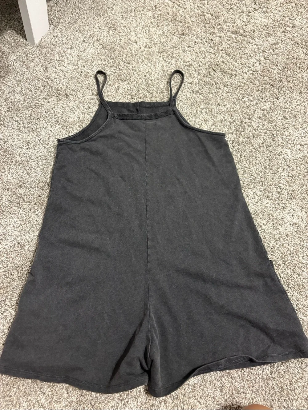 Zara kids 11-12 Charcoal Spaghetti-Strap Halter Romper with Front Pockets
